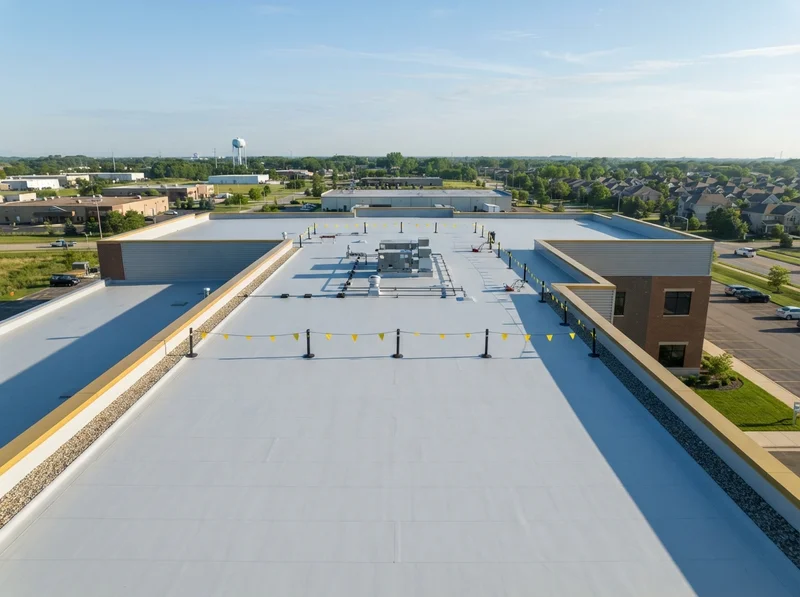 Modern flat roof replacement in Romeoville Modern flat roof replacement in Romeoville
