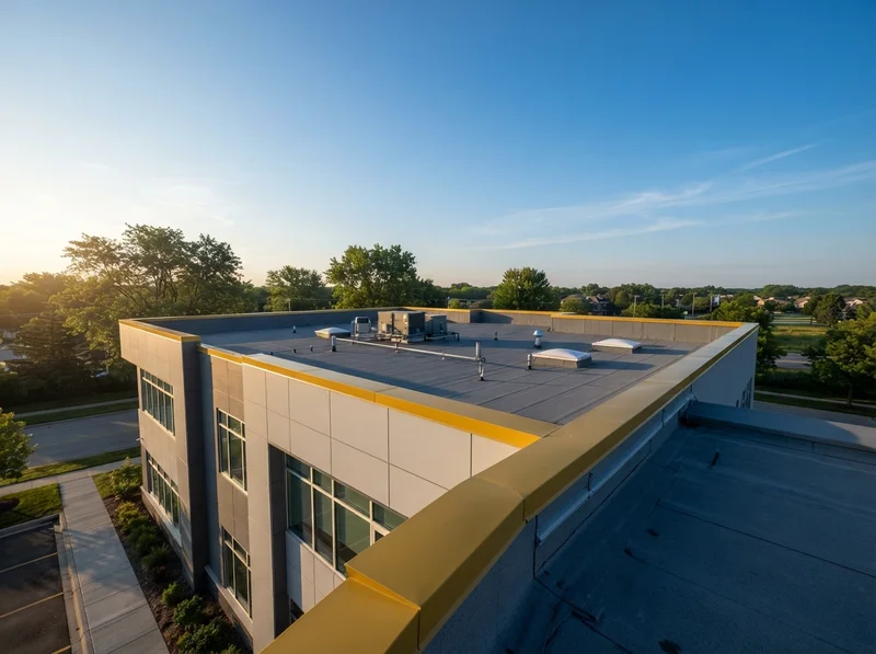 Modern commercial flat roof replacement Modern commercial flat roof replacement
