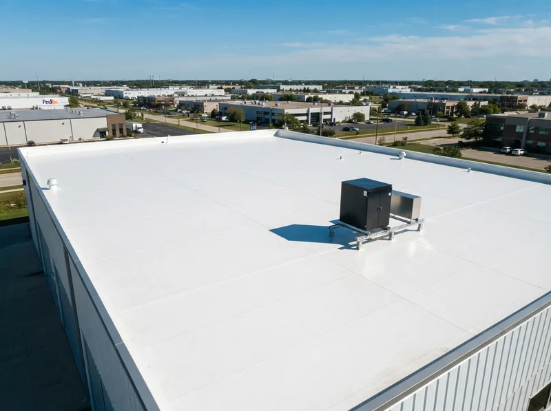 TPO roofing membrane seam detail in Romeoville
